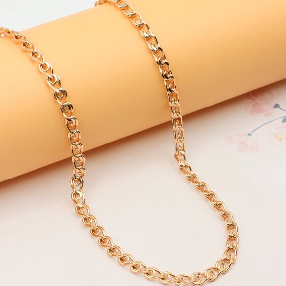 Bold Rose Gold Curb Chain Necklace Polished Statement Piece, XPNL0285 - Picture 5 of 12